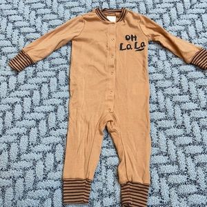 Mini Rodini tan/orangey romper. 9 months